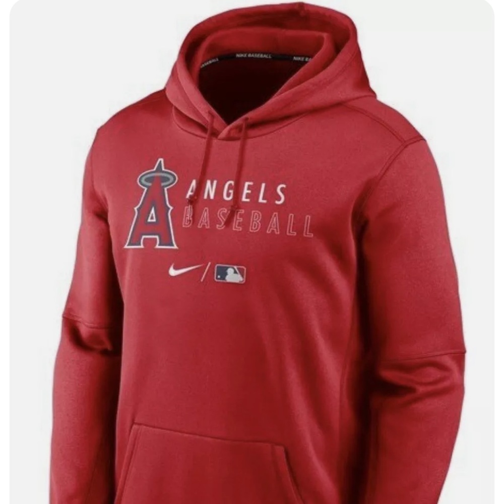 Nike Mens Baseball Authentic Collection Angels Red Pullover Hoodie